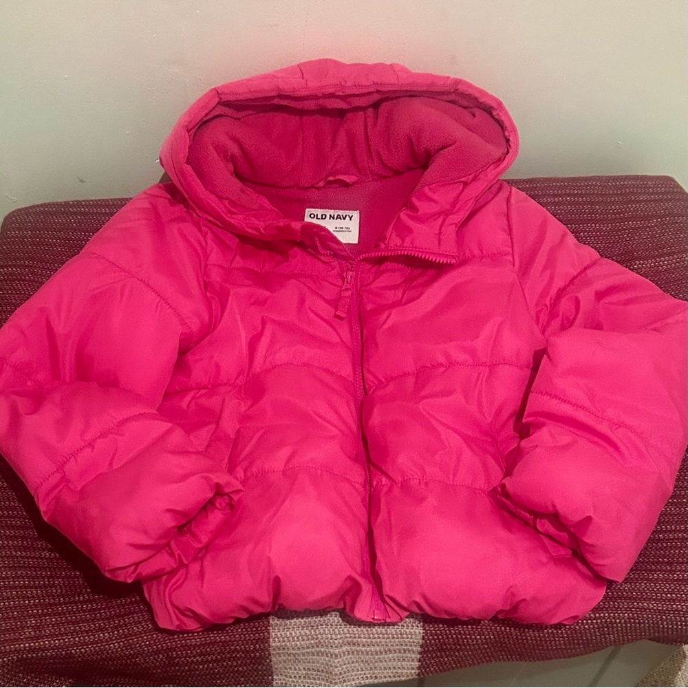 Like NEW! Old Navy Kids Bright Pink Hooded Puffer